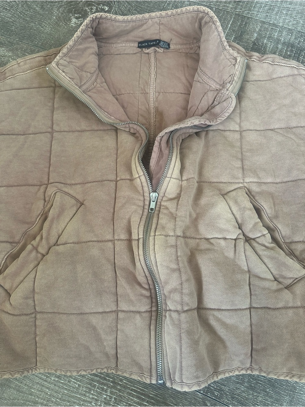 Black Tape_ Quilted Bomber Jacket in Light Brown